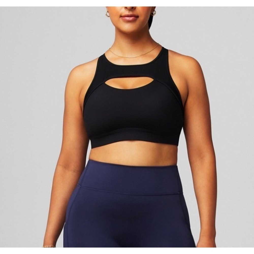 Fabletics Mesh Breathable Medium Impact Sports Bra Black XL NWT Removable Pads